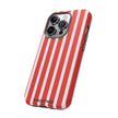 Striped Tough Phone Case - Durable Protection with Stylish Red & White Design