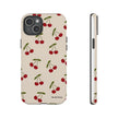 Cherry Pattern Tough Phone Case — Retro Red Cherries on Cream