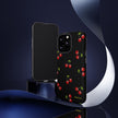 Cherry Pattern Tough Phone Case — Black Retro Cherry iPhone Cover