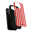 Striped Tough Phone Case - Durable Protection with Stylish Red & White Design