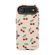 Cherry Pattern Tough Phone Case — Retro Red Cherries on Cream