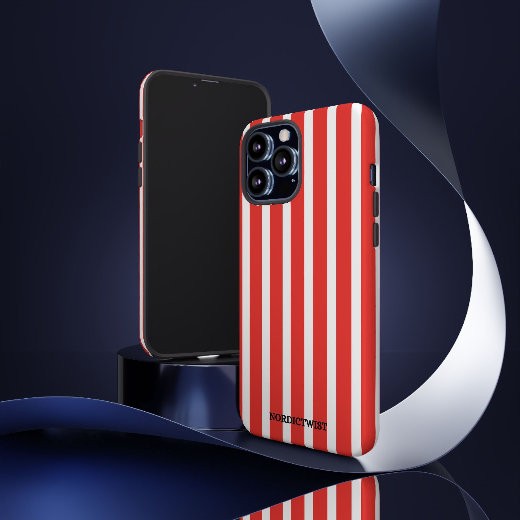 Striped Tough Phone Case - Durable Protection with Stylish Red & White Design