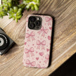 Pink Bow & Hearts Tough Phone Case — Cute Floral Ribbon iPhone Cover