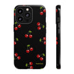 Cherry Pattern Tough Phone Case — Black Retro Cherry iPhone Cover