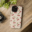 Cherry Pattern Tough Phone Case — Retro Red Cherries on Cream