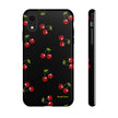 Cherry Pattern Tough Phone Case — Black Retro Cherry iPhone Cover