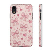 Pink Bow & Hearts Tough Phone Case — Cute Floral Ribbon iPhone Cover