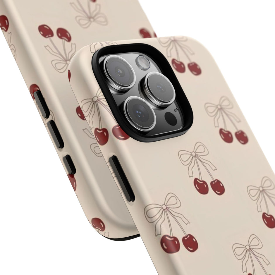 Cherry Pattern Phone Case — Cute Retro Red Cherries on Cream