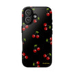Cherry Pattern Tough Phone Case — Black Retro Cherry iPhone Cover
