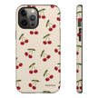Cherry Pattern Tough Phone Case — Retro Red Cherries on Cream