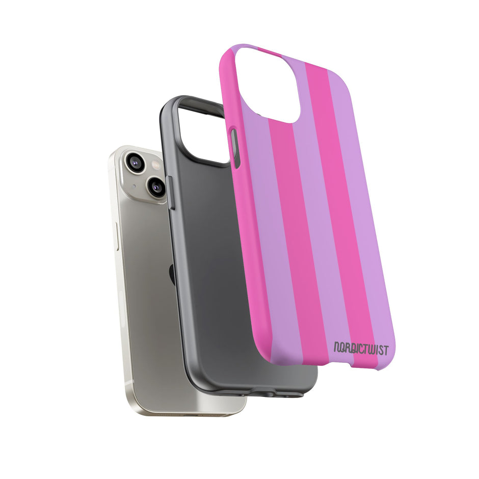 Stylish Phone Case - Tough Cases with Vibrant Pink and Lavender Stripes