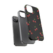 Cherry Pattern Tough Phone Case — Black Retro Cherry iPhone Cover