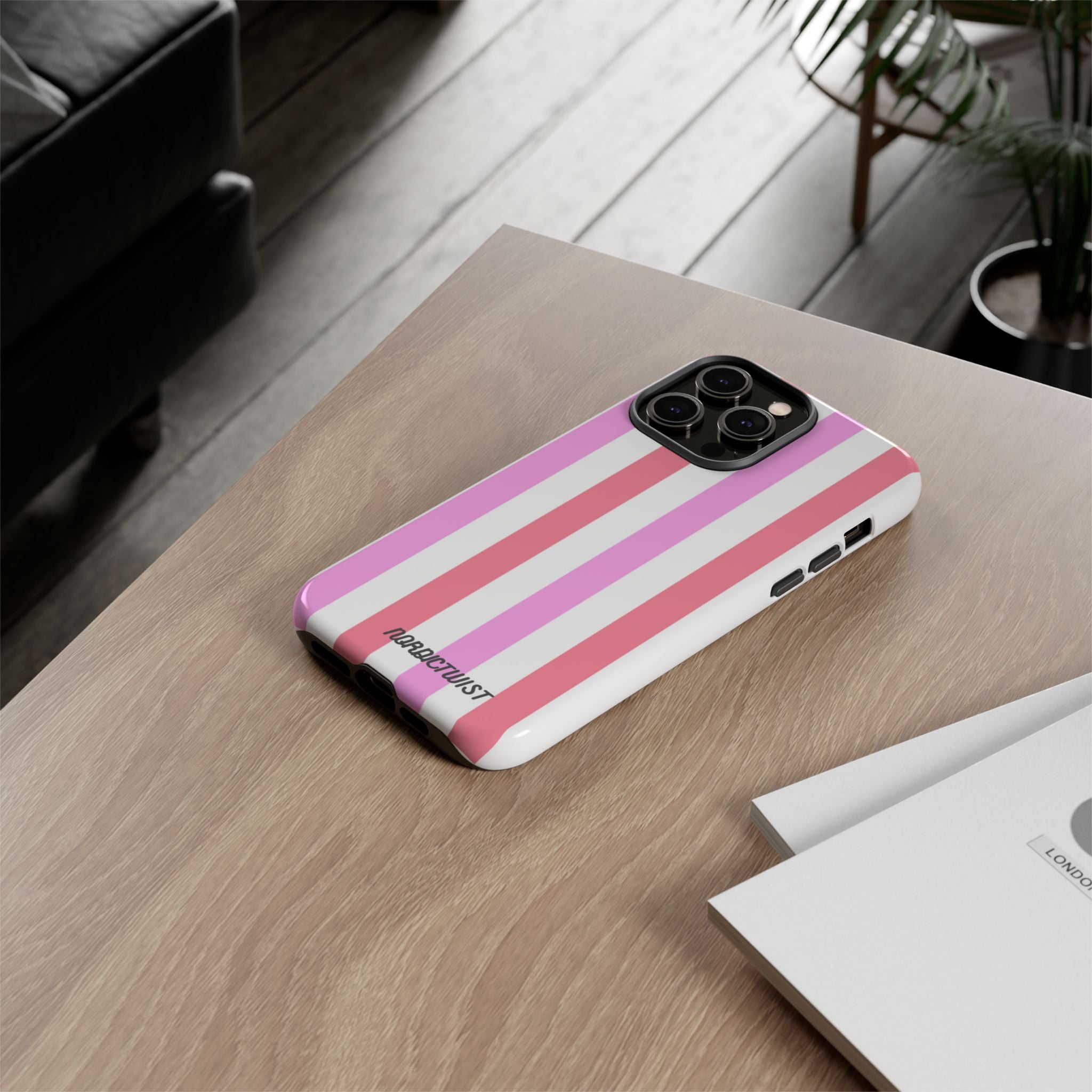 Pink Striped Phone Case - Stylish & Durable Cover