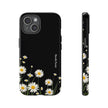 Daisy Floral Tough Phone Case – Protective Black Phone Cover with White Daisies