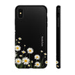 Daisy Floral Tough Phone Case – Protective Black Phone Cover with White Daisies