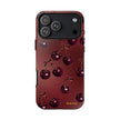 Cherry Pattern Tough Phone Case — Retro Dark Red Cherry iPhone Cover