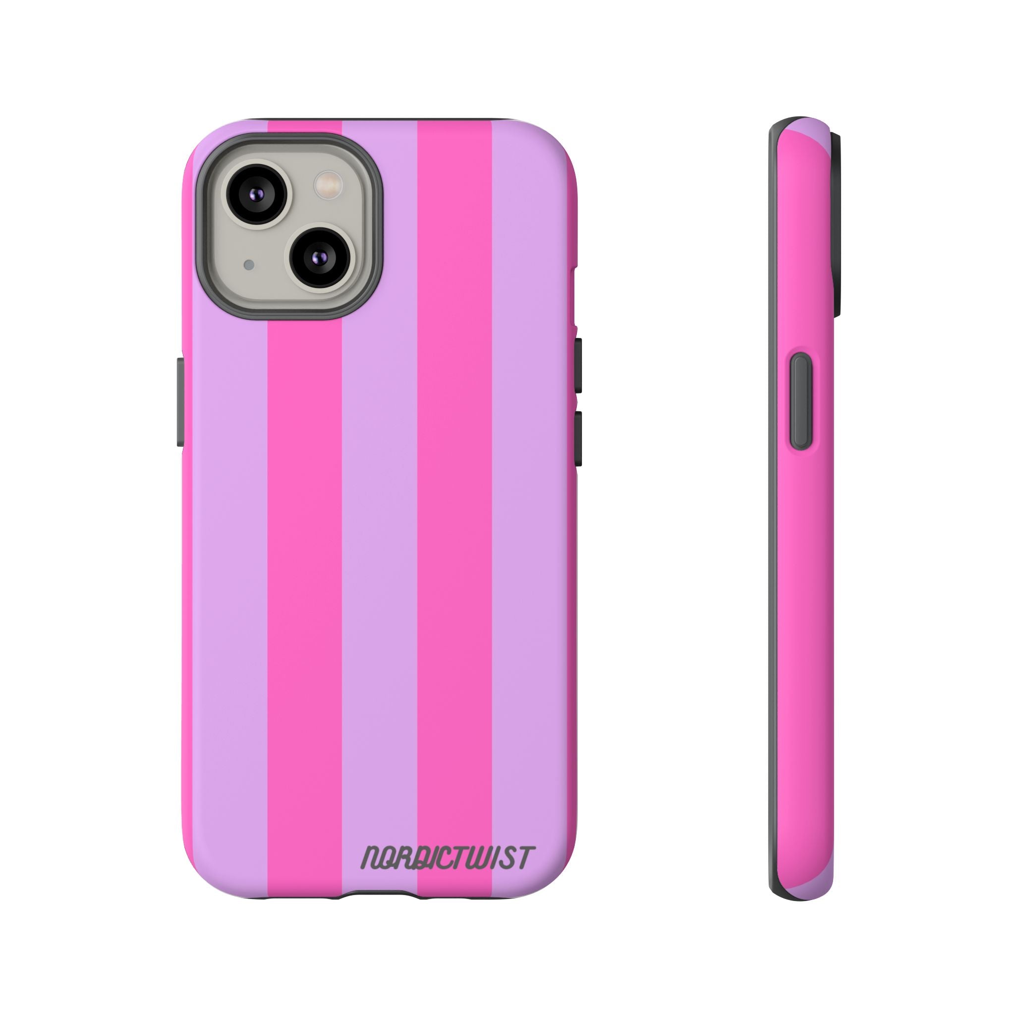 Stylish Phone Case - Tough Cases with Vibrant Pink and Lavender Stripes