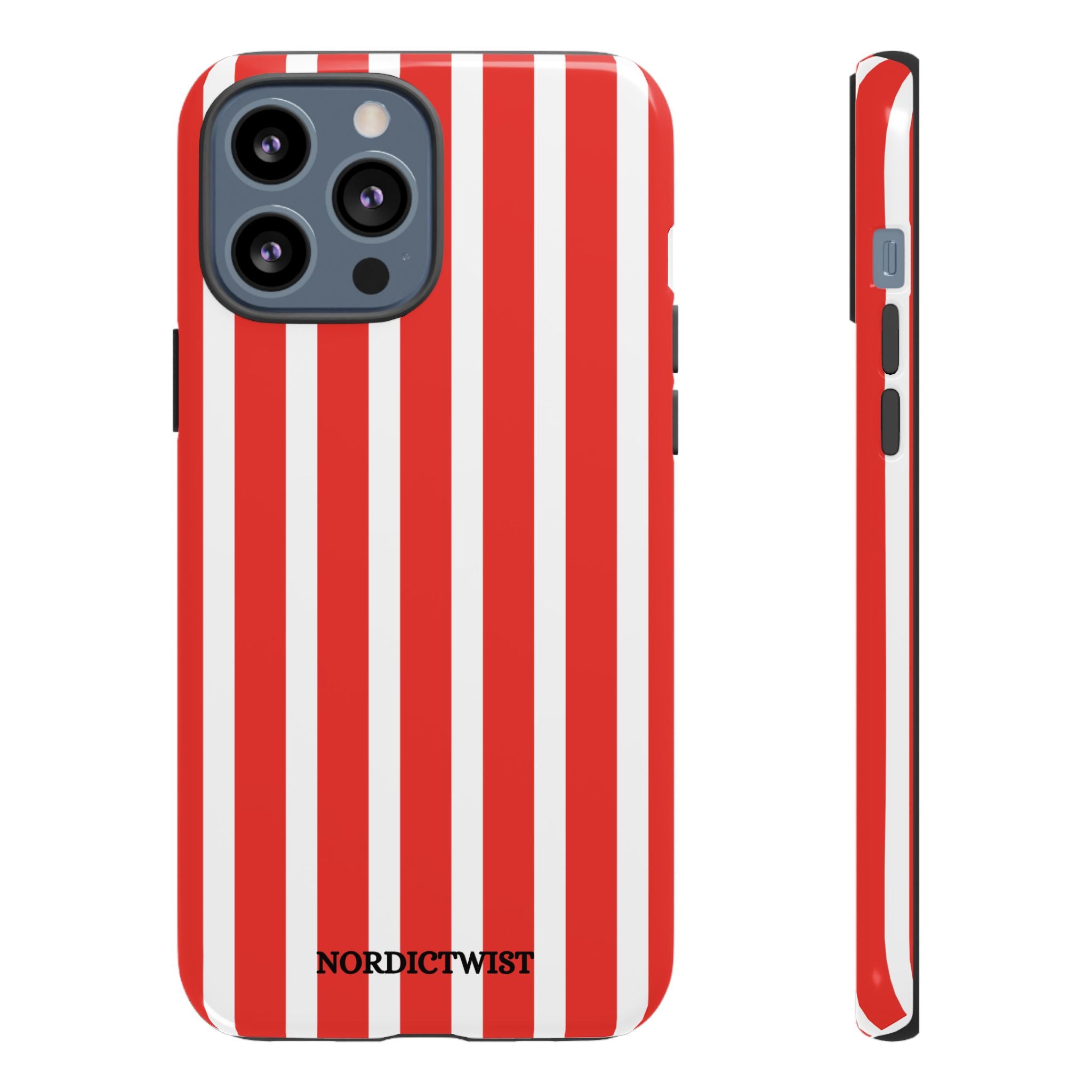 Striped Tough Phone Case - Durable Protection with Stylish Red & White Design