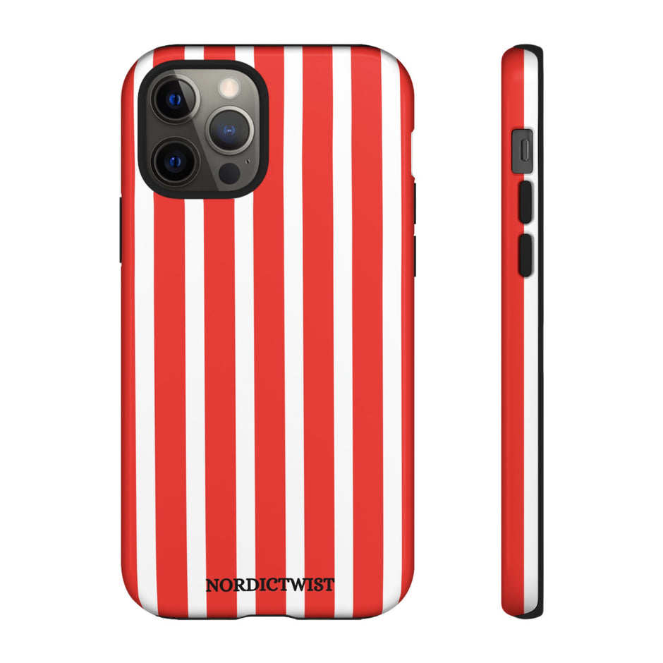 Striped Tough Phone Case - Durable Protection with Stylish Red & White Design