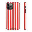 Striped Tough Phone Case - Durable Protection with Stylish Red & White Design