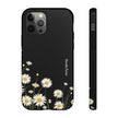 Daisy Floral Tough Phone Case – Protective Black Phone Cover with White Daisies