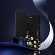 Daisy Floral Tough Phone Case – Protective Black Phone Cover with White Daisies