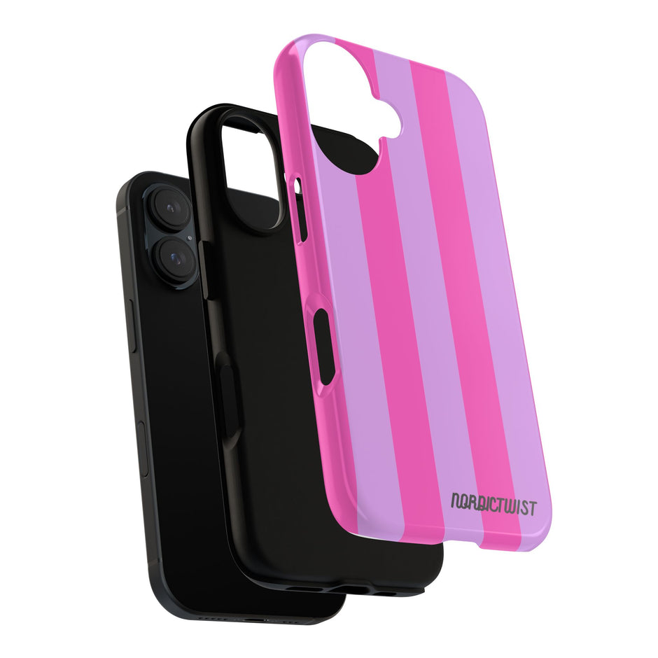 Stylish Phone Case - Tough Cases with Vibrant Pink and Lavender Stripes