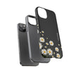 Daisy Floral Tough Phone Case – Protective Black Phone Cover with White Daisies