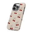 Cherry Pattern Phone Case — Cute Retro Red Cherries on Cream