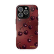 Cherry Pattern Tough Phone Case — Retro Dark Red Cherry iPhone Cover