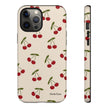 Cherry Pattern Tough Phone Case — Retro Red Cherries on Cream