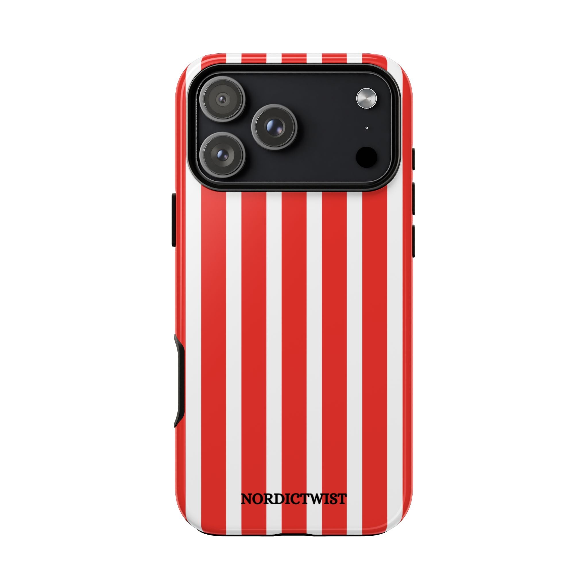 Striped Tough Phone Case - Durable Protection with Stylish Red & White Design