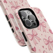 Pink Bow & Hearts Tough Phone Case — Cute Floral Ribbon iPhone Cover