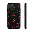 Cherry Pattern Tough Phone Case — Black Retro Cherry iPhone Cover