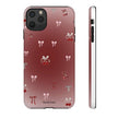 Cherry Bow Phone Case — Cute Red Gradient Protective Cover