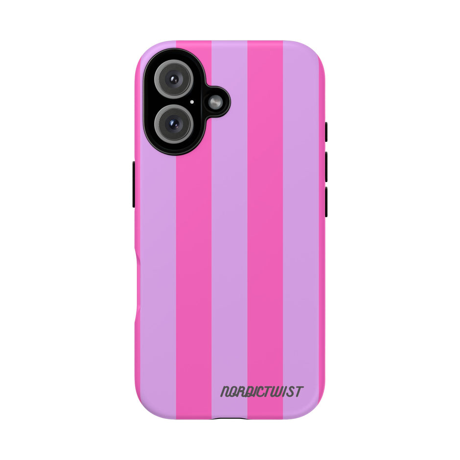 Stylish Phone Case - Tough Cases with Vibrant Pink and Lavender Stripes