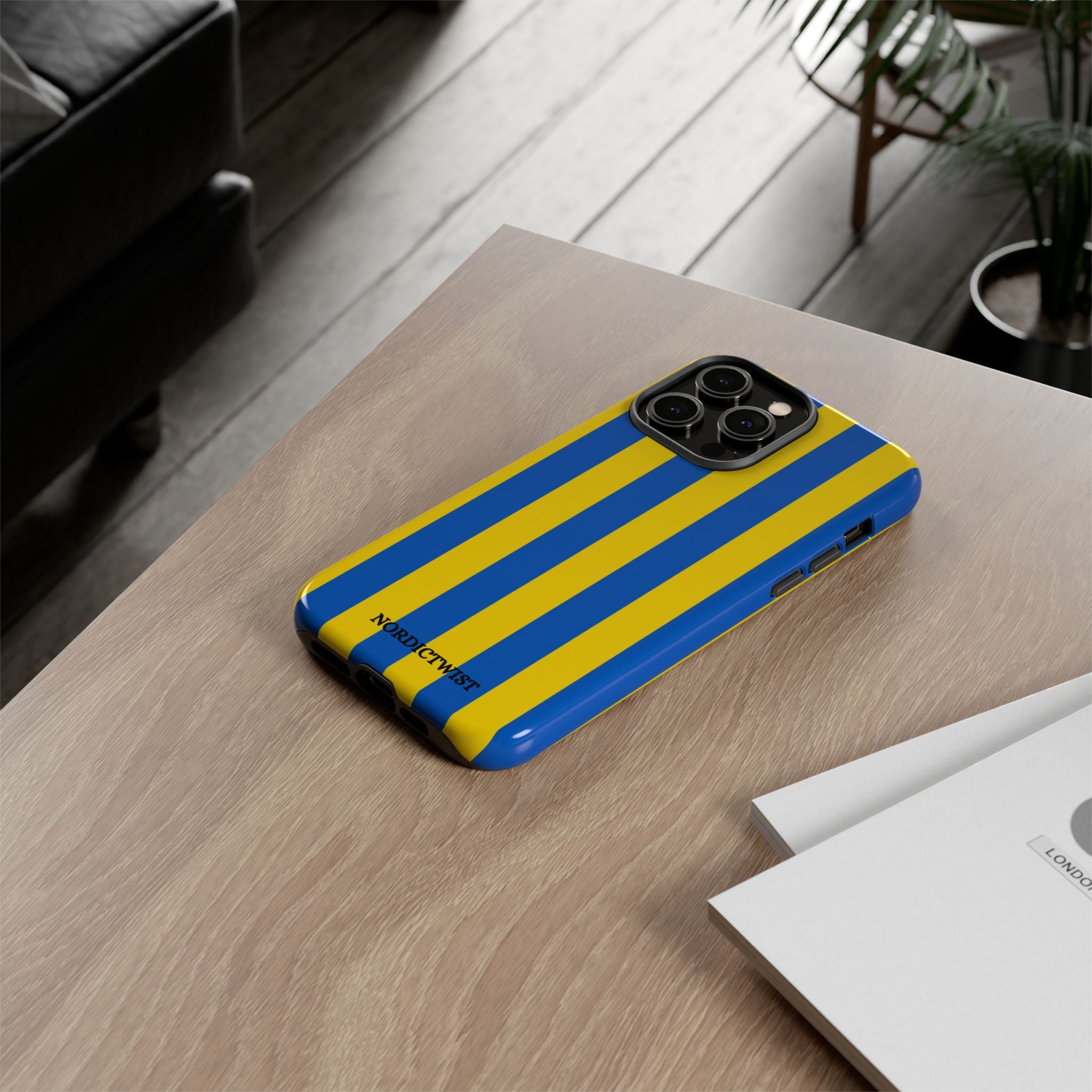 Blue and Yellow Striped Phone Case - Tough Cases