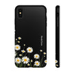 Daisy Floral Tough Phone Case – Protective Black Phone Cover with White Daisies