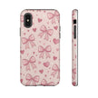 Pink Bow & Hearts Tough Phone Case — Cute Floral Ribbon iPhone Cover