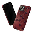 Cherry Pattern Tough Phone Case — Retro Dark Red Cherry iPhone Cover
