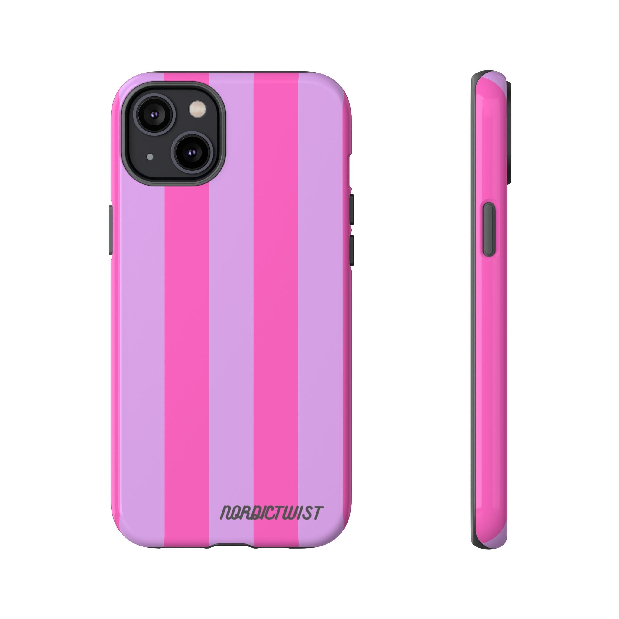 Stylish Phone Case - Tough Cases with Vibrant Pink and Lavender Stripes