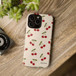 Cherry Pattern Tough Phone Case — Retro Red Cherries on Cream