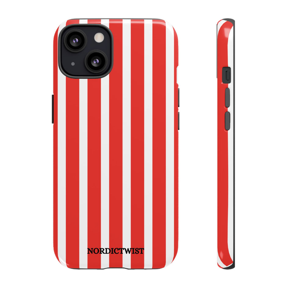 Striped Tough Phone Case - Durable Protection with Stylish Red & White Design