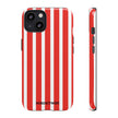 Striped Tough Phone Case - Durable Protection with Stylish Red & White Design