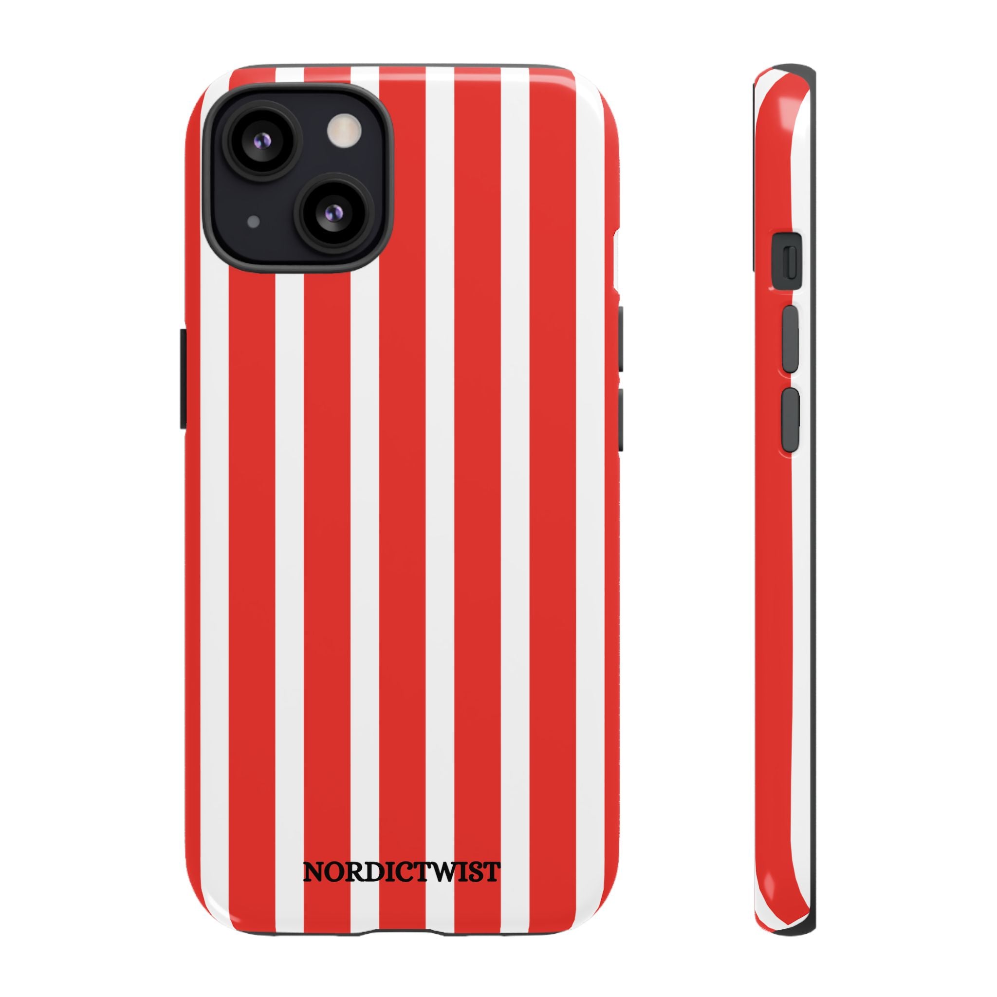 Striped Tough Phone Case - Durable Protection with Stylish Red & White Design