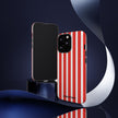 Striped Tough Phone Case - Durable Protection with Stylish Red & White Design