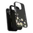 Daisy Floral Tough Phone Case – Protective Black Phone Cover with White Daisies