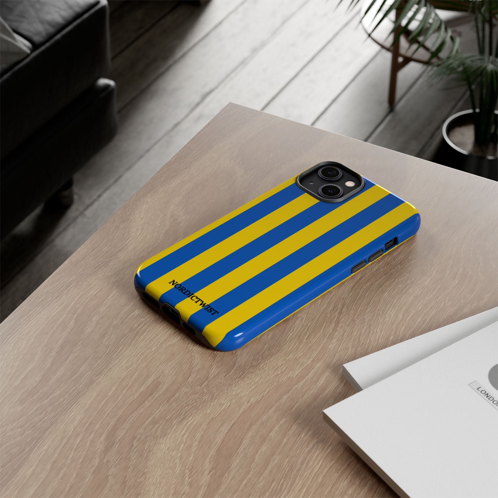Blue and Yellow Striped Phone Case - Tough Cases