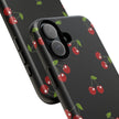 Cherry Pattern Tough Phone Case — Black Retro Cherry iPhone Cover