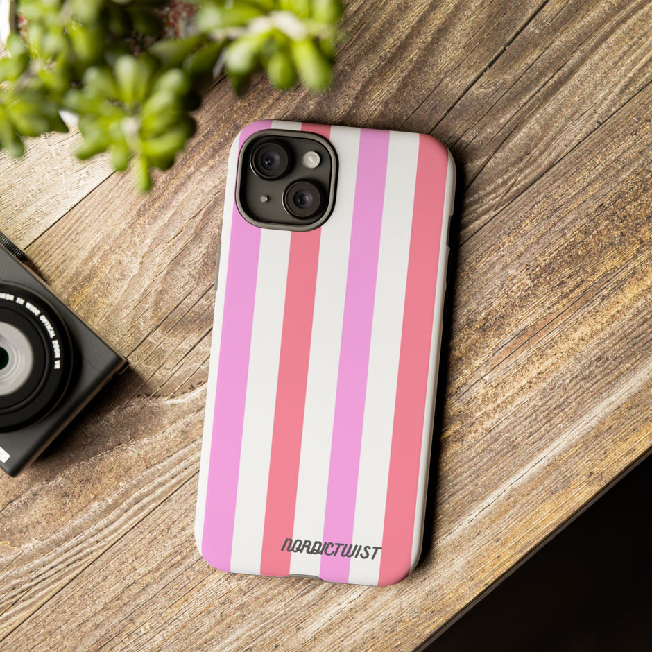 Pink Striped Phone Case - Stylish & Durable Cover
